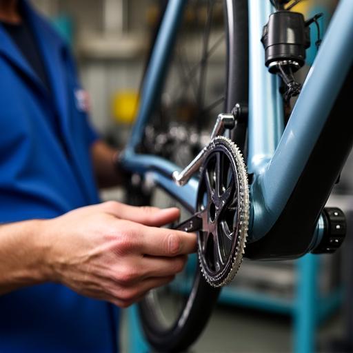 Meccanico che controlla una bici usata